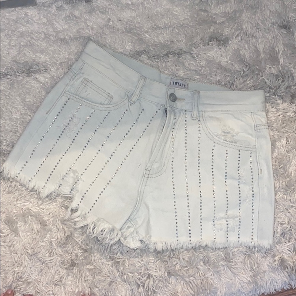 Crystal denim shorts